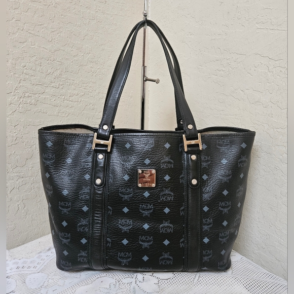 MCM Handbags - MCM Black Monogram Shoulder Tote Bag AUTHENTIC